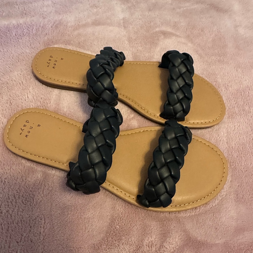 Target A New Day Black Braided Sandal Size 9 Wide NWOT - Picture 2 of 4